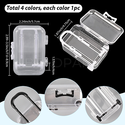 4Pcs 4 Colors Trolley Bag Shaped Plastic Storage Boxes AJEW-SP0002-60-1