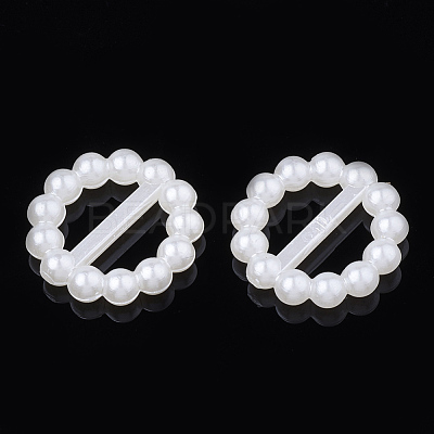 ABS Plastic Imitation Pearl Bead Buckles OACR-S020-34-1