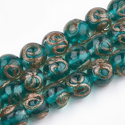 Handmade Gold Sand Lampwork Beads LAMP-T006-06E-1
