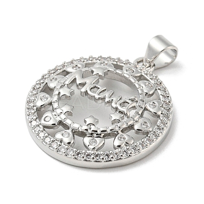 Mother's Day Theme Rack Plating Brass Micro Pave Cubic Zirconia Pendants KK-F869-20P-05-1