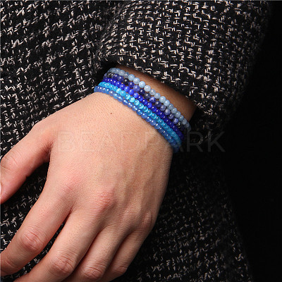 4mm Round Natural & Synthetic Mixed Gemstone Beads Bracelet for Men KG3069-M-1