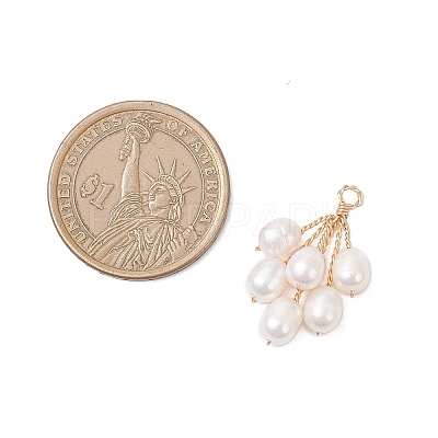 Natural Cultured Freshwater Pearl Rice Beaded Grape Pendants PALLOY-TA00337-1