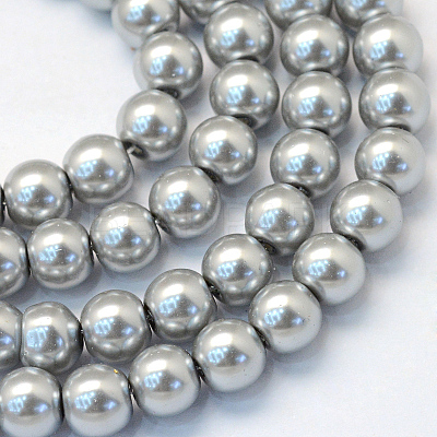 Baking Paint Pearlized Glass Pearl Round Bead Strands X-HY-Q003-10mm-34-1