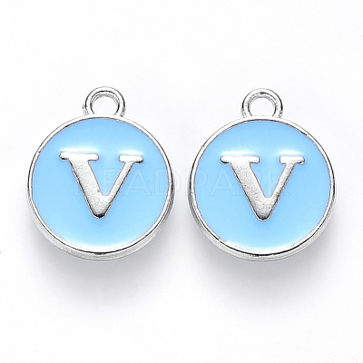 Platinum Plated Alloy Enamel Charms X-ENAM-S118-04V-P-1