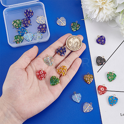 24Pcs Millefiori Glass Pendants PALLOY-PH01827-1