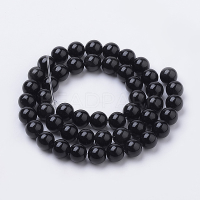Natural Black Onyx Beads Strands G-S259-19-10mm-1