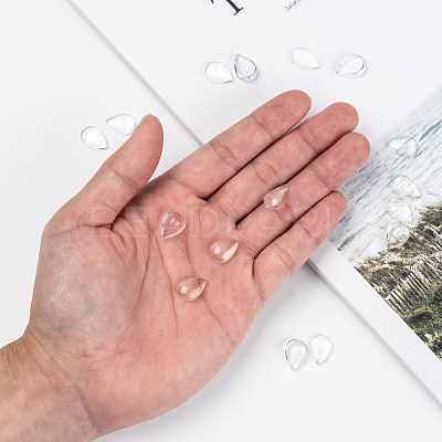 Transparent Teardrop Glass Cabochons GGLA-R024-14x10-1