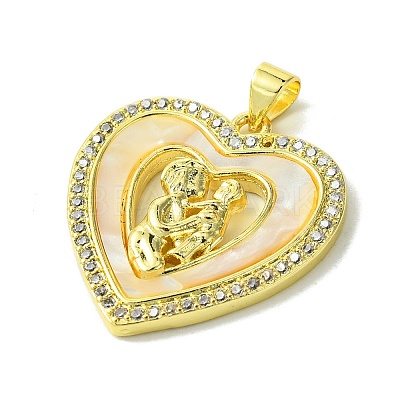 Mother's Day Brass Micro Pave Clear Cubic Zirconia Pendants KK-H472-13G-07-1