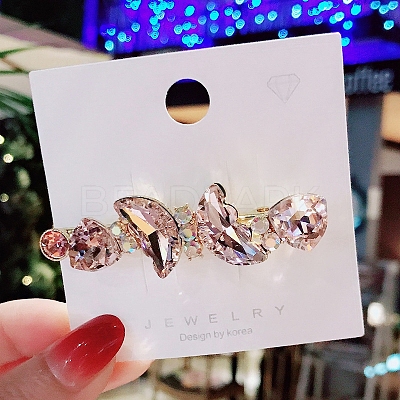 Golden Alloy with K9 Glass Hair Barrettes for Women Girls PW-WGBDFCD-03-1