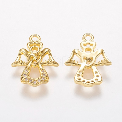 Brass Micro Pave Cubic Zirconia Charms KK-I613-09G-1