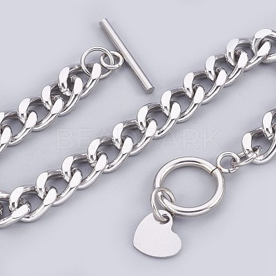 Tarnish Resistant 304 Stainless Steel Curb Chain Bracelets BJEW-P237-04P-1