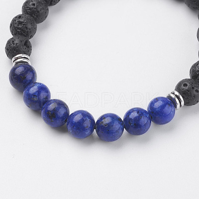 Natural Lava Rock Beads Bracelets BJEW-E326-13F-1