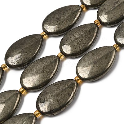 Natural Pyrite Beads Strands G-Z131-B01-02-1