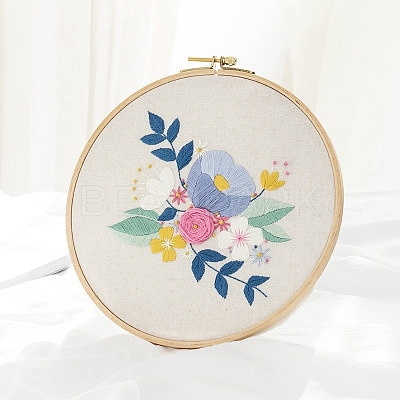 Flower Pattern DIY Embroidery Kit DIY-P077-029-1