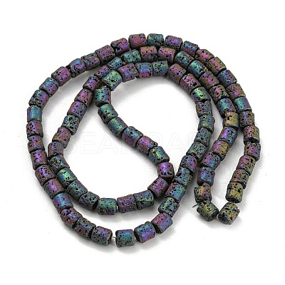 Electroplated Natural Lava Rock Beads Strands G-Z032-J04-12A-1