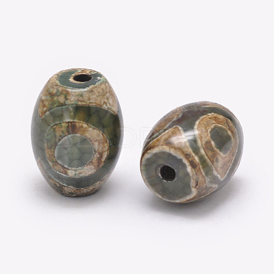Tibetan Style 3-Eye dZi Beads X-TDZI-G009-B42-1