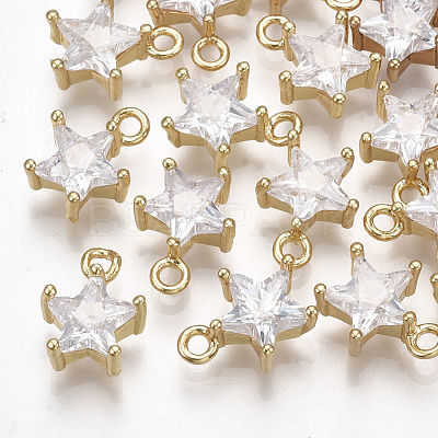 Brass Cubic Zirconia Charms KK-S348-322-1