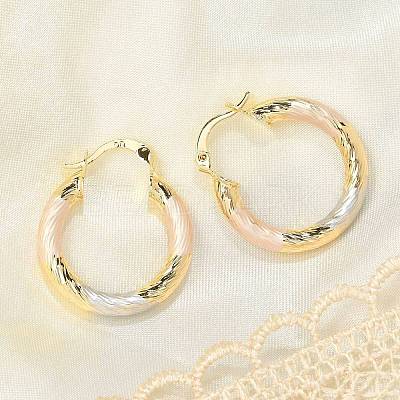 Brass Two Tone Twist Hoop Earrings LS-EJEW-B117-06B-M-1