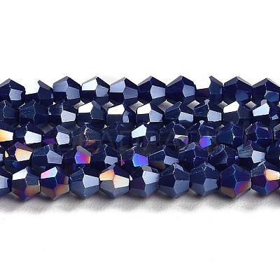 Opaque Solid Color Electroplate Glass Beads Strands EGLA-A039-P4mm-B10-1