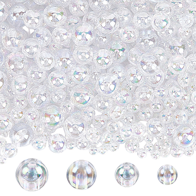 1000Pcs 4 Styles Transparent Acrylic Beads MACR-PA0001-02-1