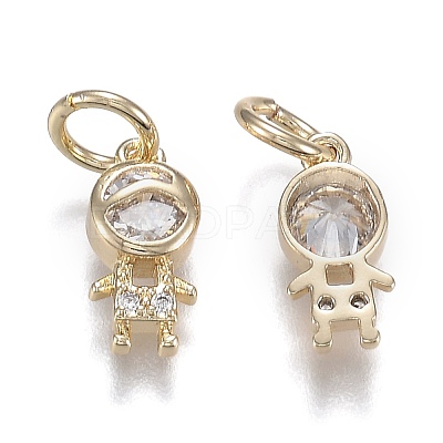 Brass Micro Pave Clear Cubic Zirconia Pendants ZIRC-Z003-17G-1