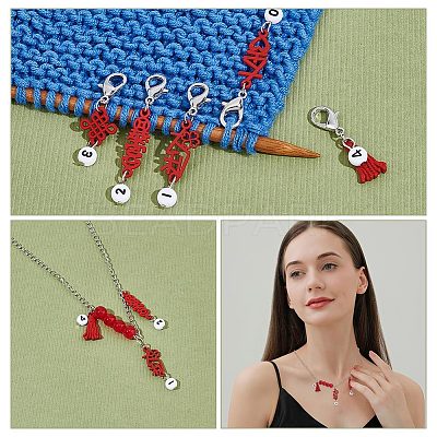 Baking Paint Alloy Pendant Locking Stitch Markers HJEW-AB00118-1