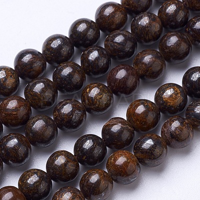 Natural Bronzite Beads Strands G-D855-12-8mm-1