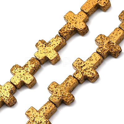 Electroplated Natural Lava Rock Beads Strands G-A256-A01-01B-1