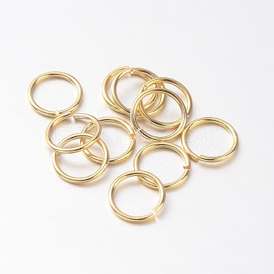 Eco-Friendly PVD Vacuum Plating & Long-Lasting Plated Brass Open Jump Rings X-KK-E663-6mm-G-1