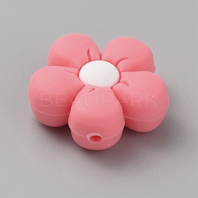 Flower Silicone Beads SIL-WH0010-25-1