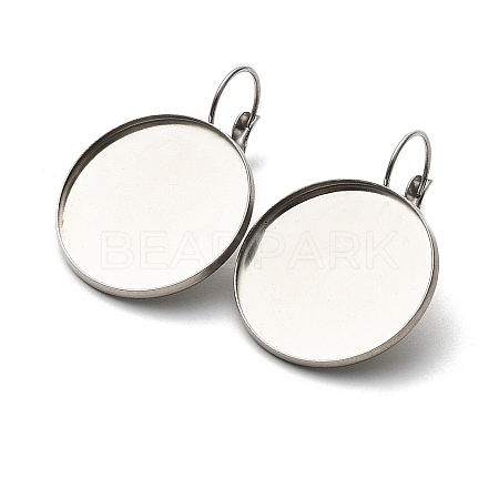 Non-Tarnish 304 Stainless Steel Leverback Earring Settings STAS-F191-03P-25mm-1