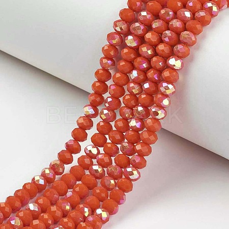 Electroplate Opaque Solid Color Glass Beads Strands X1-EGLA-A034-P6mm-L03-1