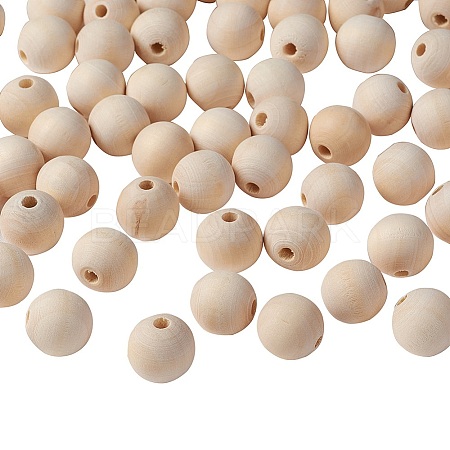 Natural Unfinished Wood Beads WOOD-S651-18mm-LF-1