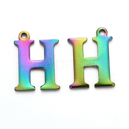 Ion Plating(IP) 304 Stainless Steel Alphabet Charms STAS-H122-H-M-1