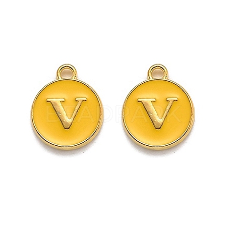 Golden Plated Alloy Enamel Charms LS-ENAM-Q437-13V-1