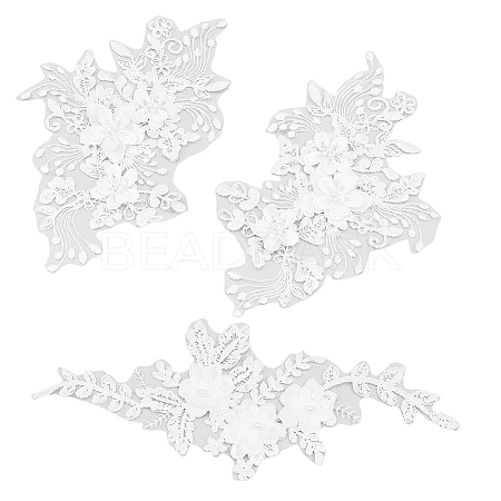CHGCRAFT 2 Pairs 2 Style 3D Flower Polyester Embroidery Sew on Flower Appliques PATC-CA0001-09-1