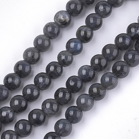 Natural Black Labradorite Beads Strands G-S333-6mm-021A-1