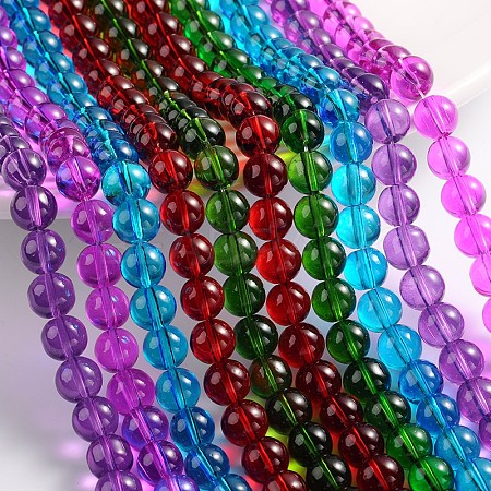 Spray Painted Transparent Glass Beads Strands DGLA-R024-8mm-M-1