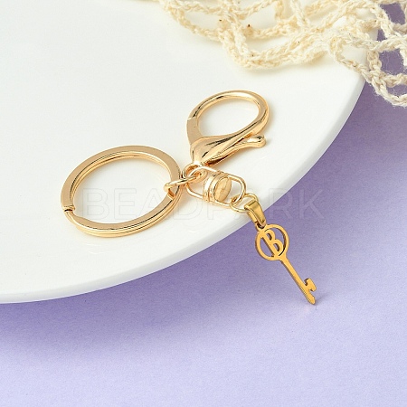 304 Stainless Steel Initial Letter Key Charm Keychains KEYC-YW00004-02-1