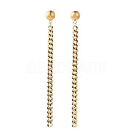 Brass Enamel Curb Chain Tassel Earrings EJEW-JE05789-02-1