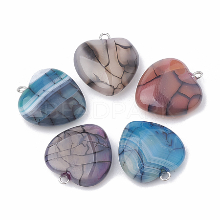 Dyed Natural Crackle Agate Pendants G-S330-20-1