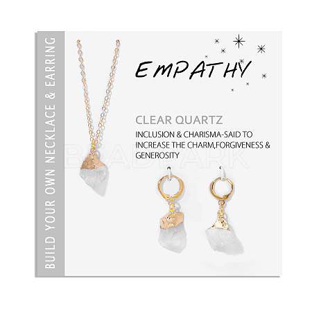 Nuggets Natural Quartz Crystal Pendant Necklaces & Earrings Sets for Women WG0BEC3-01-1