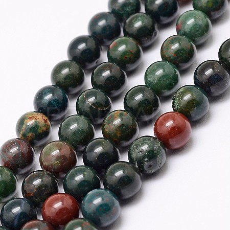 Natural Indian Bloodstone Beads Strands G-P257-07-10mm-1