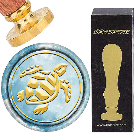 Brass Wax Seal Stamps with Wood Handle AJEW-WH0412-0327-1