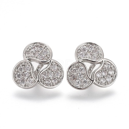 Brass Micro Pave Clear Cubic Zirconia Shank Buttons KK-H738-08P-1