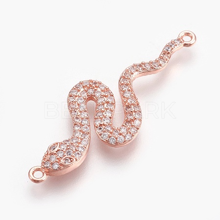 Brass Micro Pave Cubic Zirconia Links ZIRC-O026-12RG-NR-1