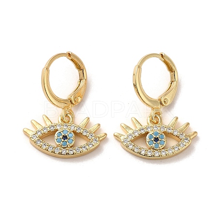 Horse Eye Brass Dangle Leverback Earrings EJEW-Q797-02G-G-1