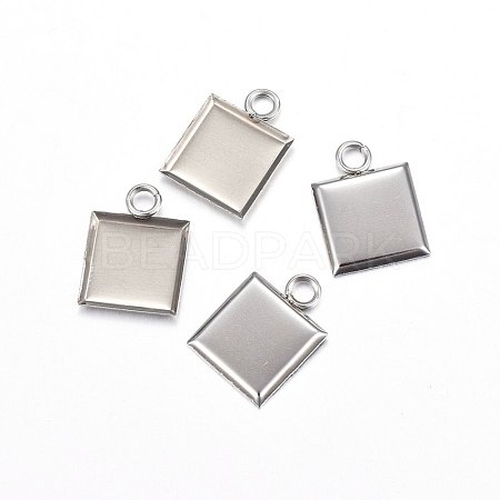 Tarnish Resistant 304 Stainless Steel Pendant Cabochon Settings STAS-P210-03P-1