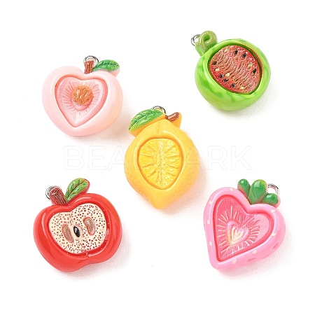 Opaque Resin Imitation Fruit Pendants RE-CBADD3D-01-1