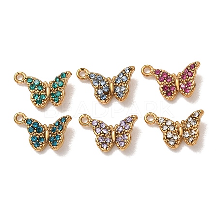 304 Stainless Steel Rhinestone Pendants STAS-L318-20G-1